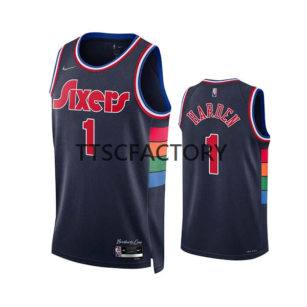 Philadelphia 76ers Trikot James Harden 1 Nike 2022 City Edition Navy Swingman - Herren